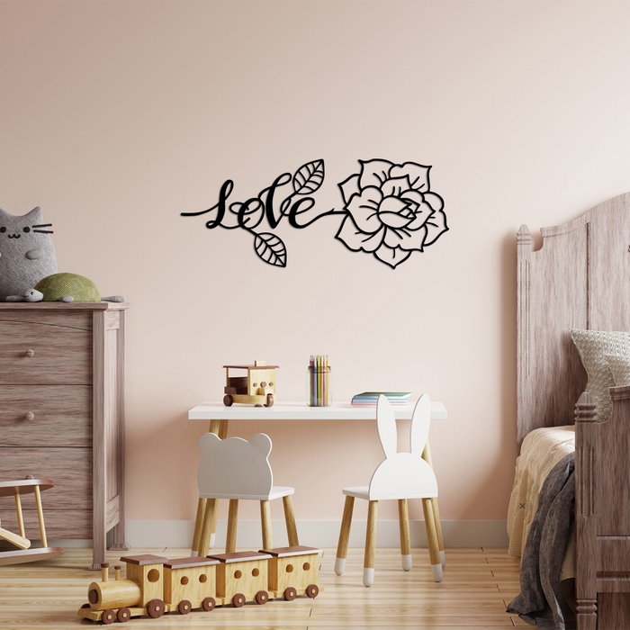 Wallity Love And Flower Escultura de pared negra